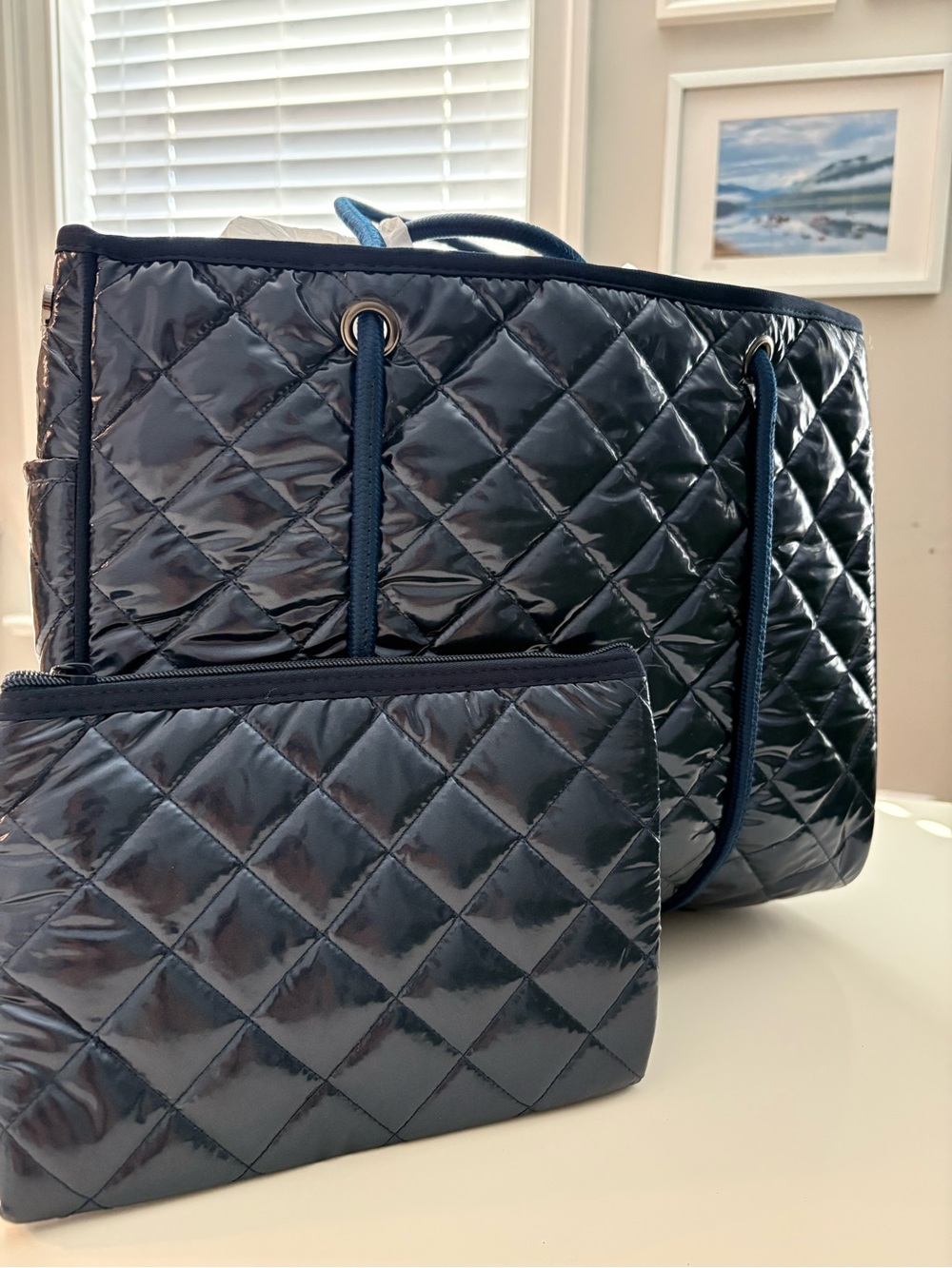 Haute Shore “Greyson” Large Everyday Puffer Tote + Matching Pouch (NWT)